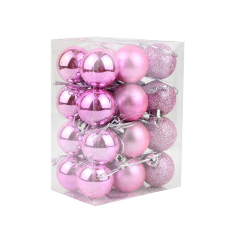 24Pcs Christmas Balls Christmas Tree Decoration Balls Plastic Plating Ornaments Home Garden Festive Party Supplies: Pink