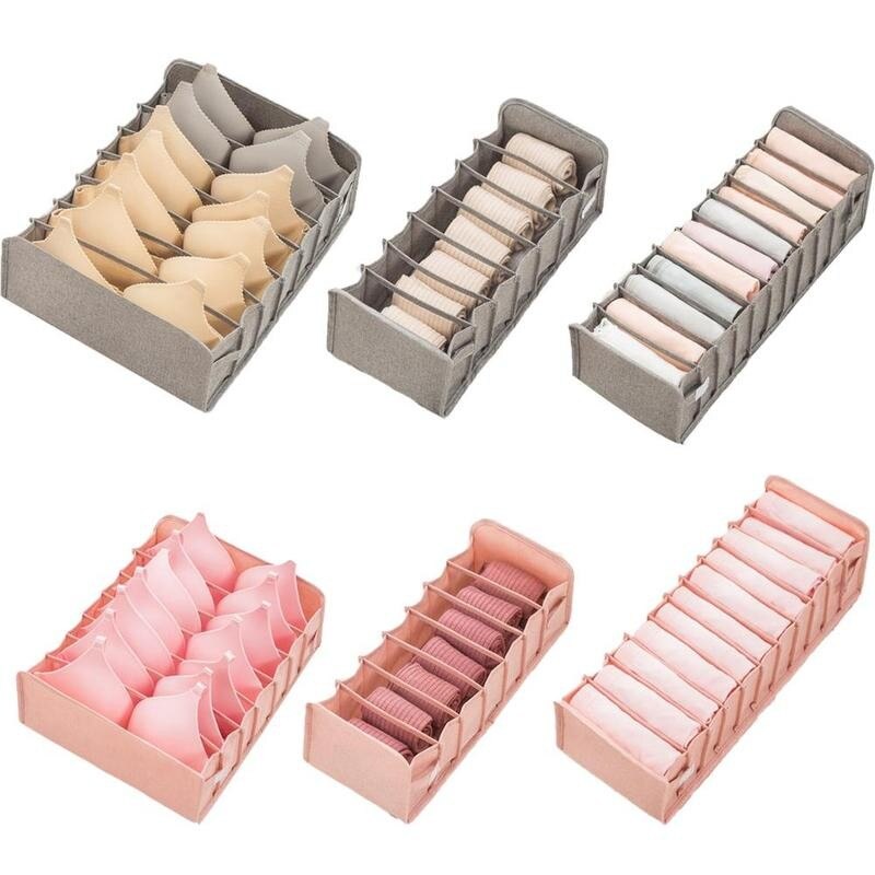 Boîte De Rangement Lingerie Chaussettes Soutien-Gorge Sous-Vêtements Pliable Diviseur Tiroir Placard Organisateur Ménage Vêtements Boîte De Rangement