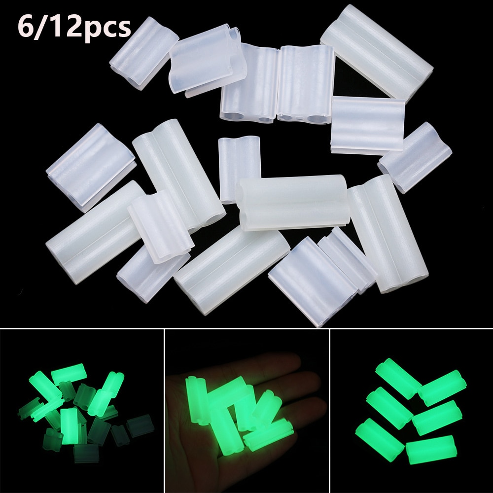 6Pcs Nuttig Vissen Glow Stick Clip Gebruikt Op Hengel Feeder Clip Op De Staaf Tip Float Houden Fluorescerende licht Sticks