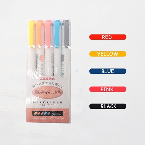 Japanese Zebra Mild Liner Double Headed Highlighter Pen Drawing Marker Pens Zebra Mildliner Scribble Stationery 3/5Pcs/Set: Orange color