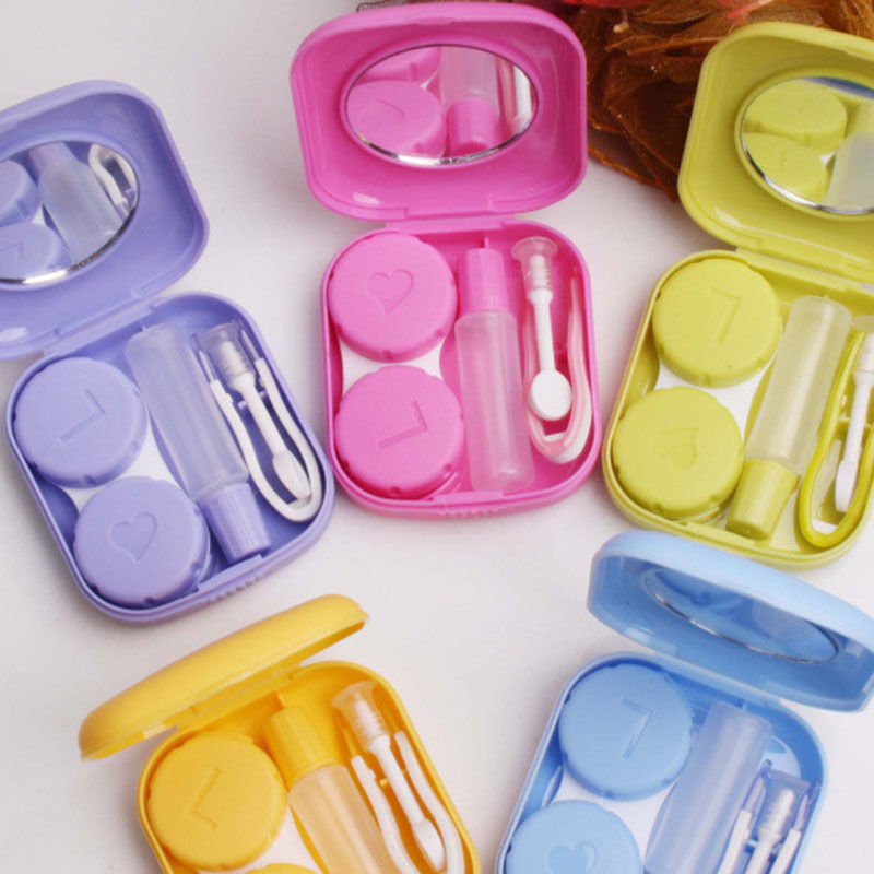 Mini Square Plastic Contact Lens Case Easy Carry Mirror Container Holder Travel Accessories for Christmas