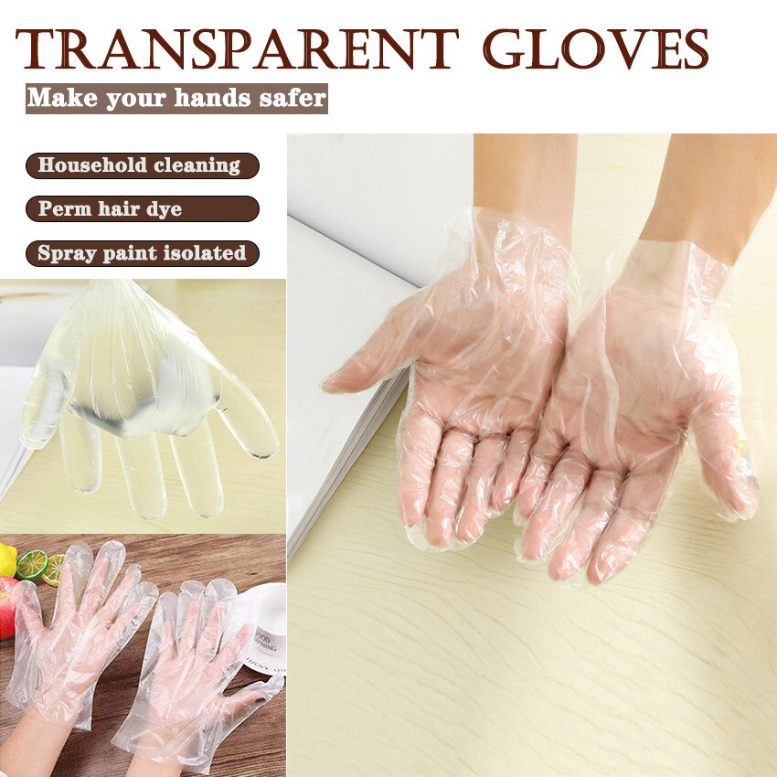 100 Pc Plastic Clear Wegwerp Handschoenen Tuin Restaurant Home Eten Bakken Tool Gant Jetable 100 Pièces Guantes Desechables