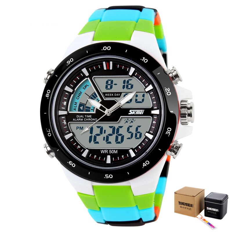 SKMEI – montre à Quartz pour hommes, double affichage, plusieurs fuseaux horaires, calendrier, Sport, étanche, 1016: style5 with box
