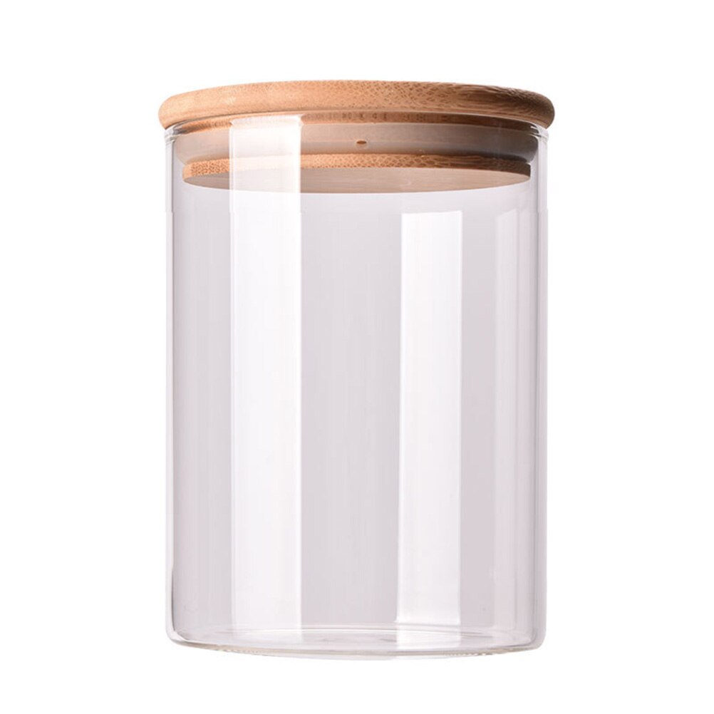 175ml klar glasburk förseglad burk matförvaringsbehållare för löst te kaffebönsocker salt  (6.5*8cm,  med bambulock): Storlek 2