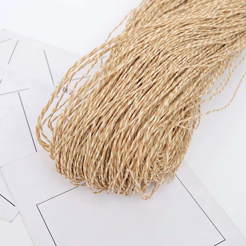 500g sommer raffia garn hæklet naturligt papir halmtråde håndværk til gør-det-selv strikke hat håndtaske pung kurv rattan materiale: 7