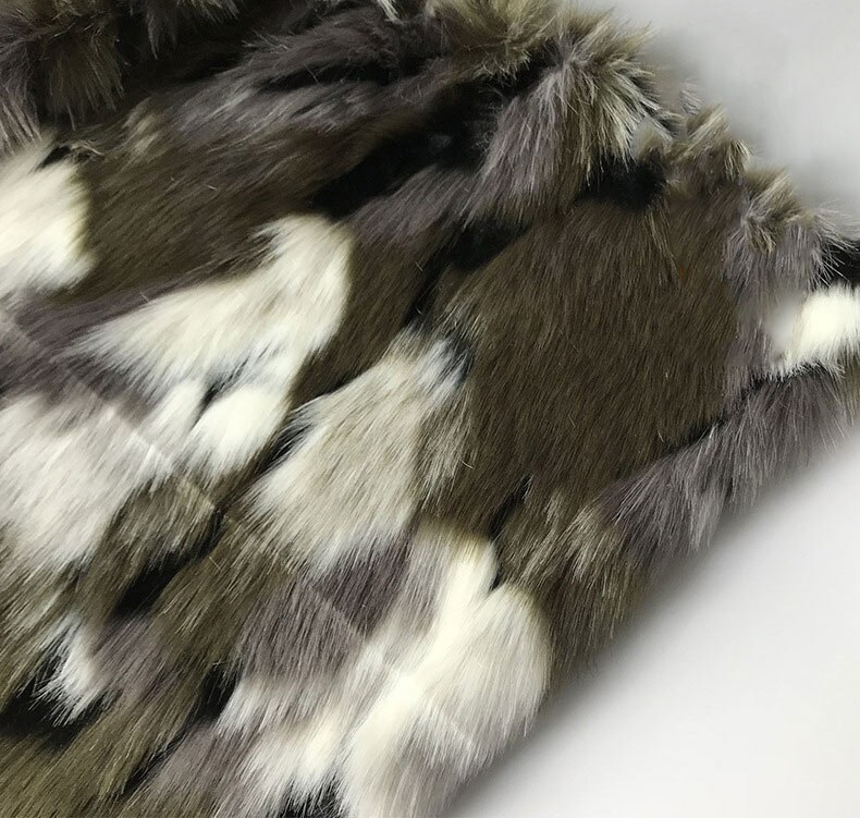 Herfst en winter kunstbont legergroen vierkant jacquard pluche kleding en schoenen pluche stof