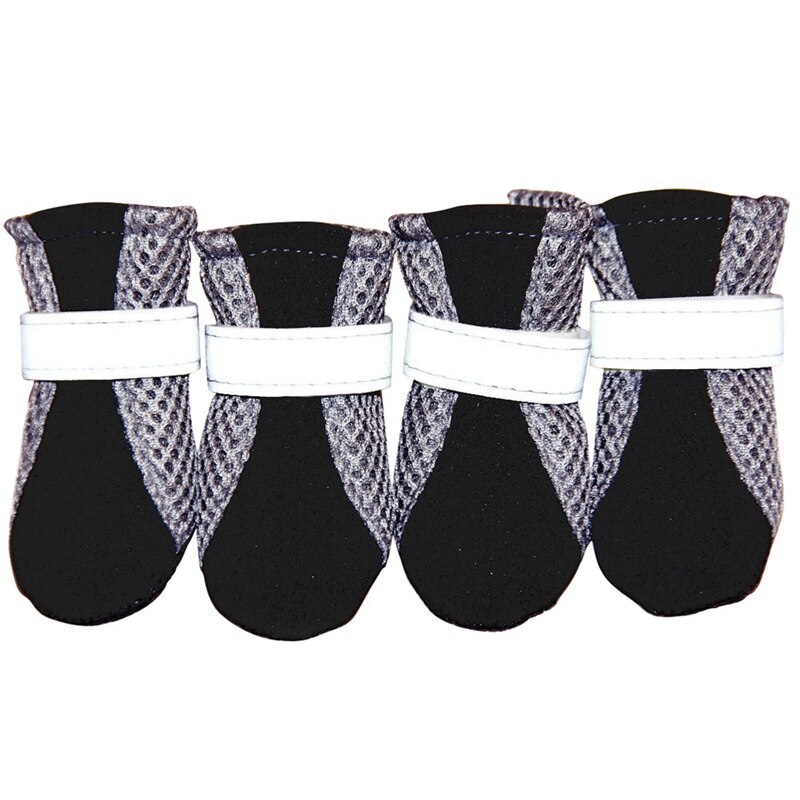 Comfortable Breathable Dog Shoes Anti-slip Pet Boots Paw Protector Reflective Straps Dog Teddy Cute Breathable Net Shoes: Black / XL