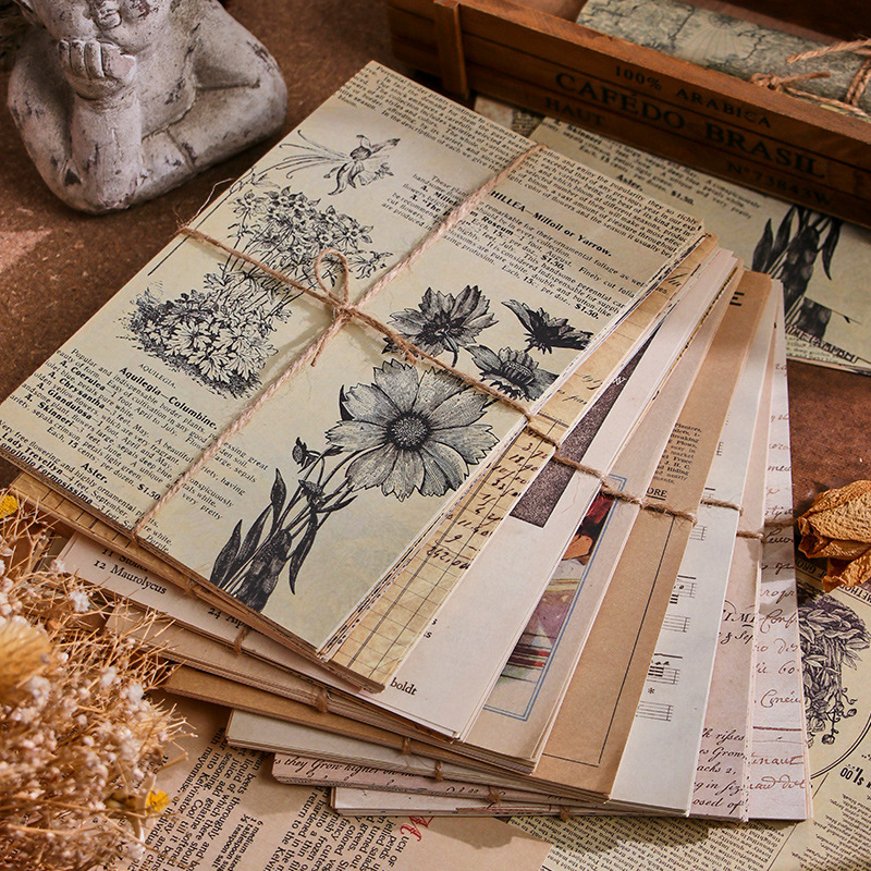 30 hojas de papel de Material estético de estilo Retro, planificador de diario basura, álbum de recortes, papel de fondo decorativo Vintage para manualidades Diy