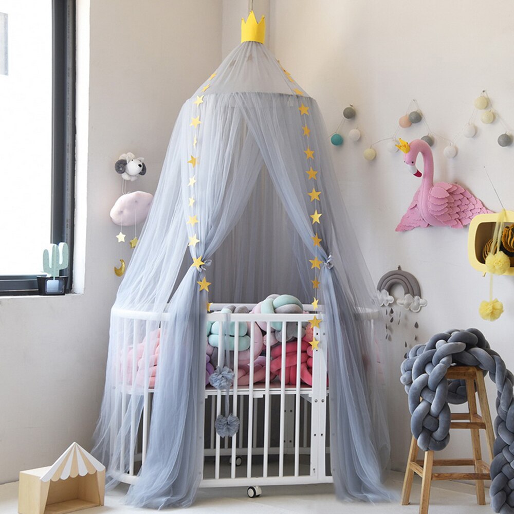 Hanging Mosquito Net Round Baby Kids Lace Four Corner Student Canopy Bed Mosquito Net for Children Girls Room Decoration