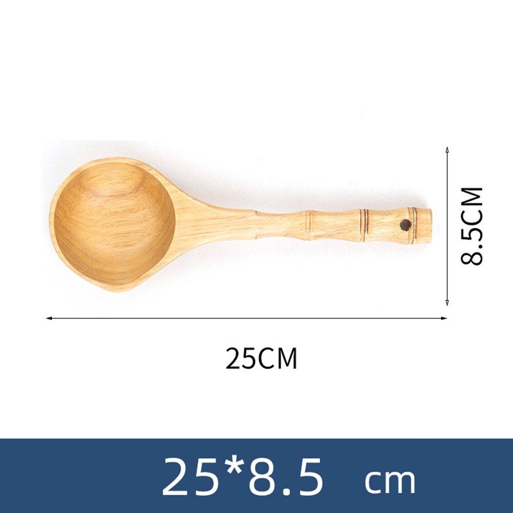 Cucharas grandes de madera para sopa, cuchara de cocina de estilo japonés, cucharón duradero, utensilios de cocina con mango largo: Light color