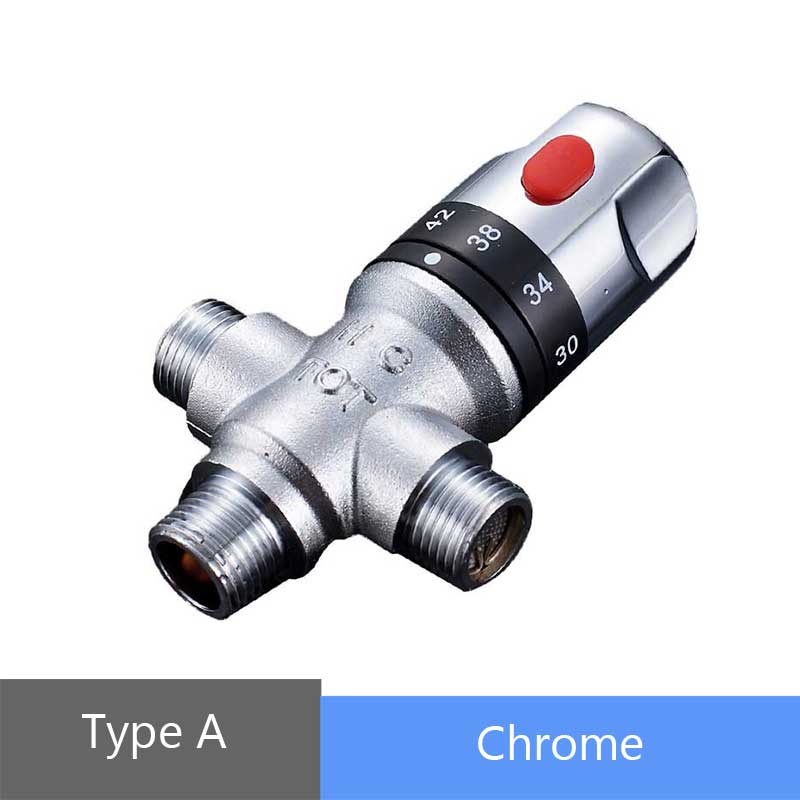 Thermostatic Brass Mixer Valve Brass Cartridge Mixer Valve Cold Water Temperature Control Mixer Bathroom Accessories: Type A Chrome
