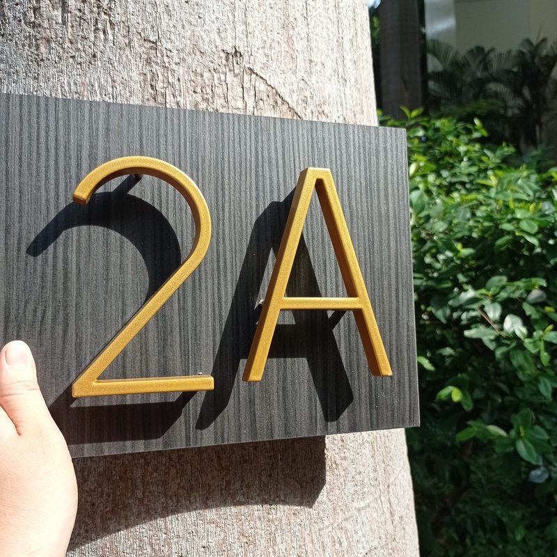 125mm Golden Floating Modern House Number Gold Door Home Address Numbers for House Digital Outdoor Sign Plates 5 In. #1