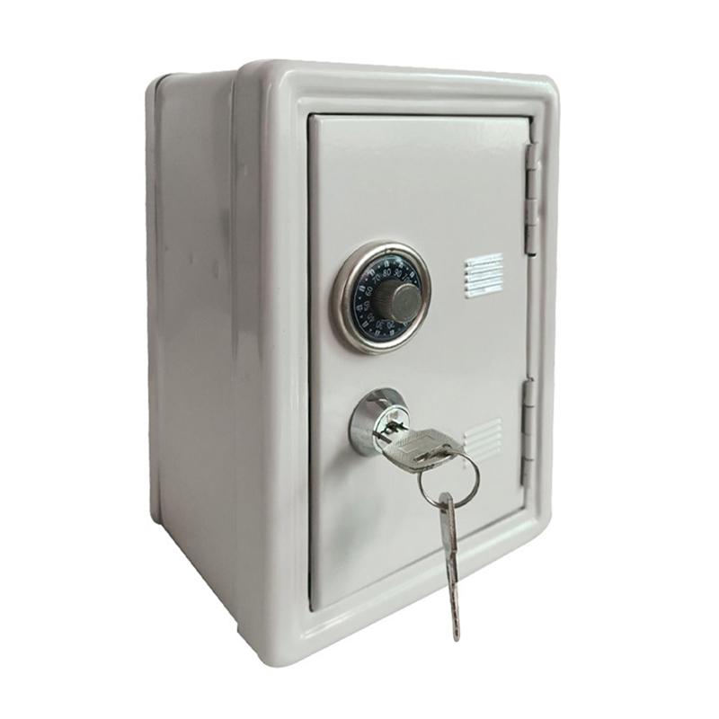 Miniatur Metall sicher Kreative Eisen Sparschwein Mini Strongbox bilden sparen Topf Schreibtisch Geld Kasten Ornamente für Heimat Elfenbein: Weiß