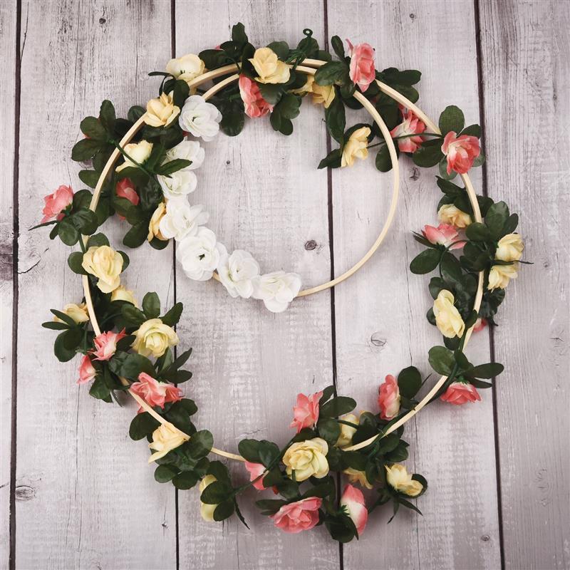 10 st bamburing träcirkel rund fångare heminredning diy-båge för blomsterkrans hus trädgård växtdekor hängande korg