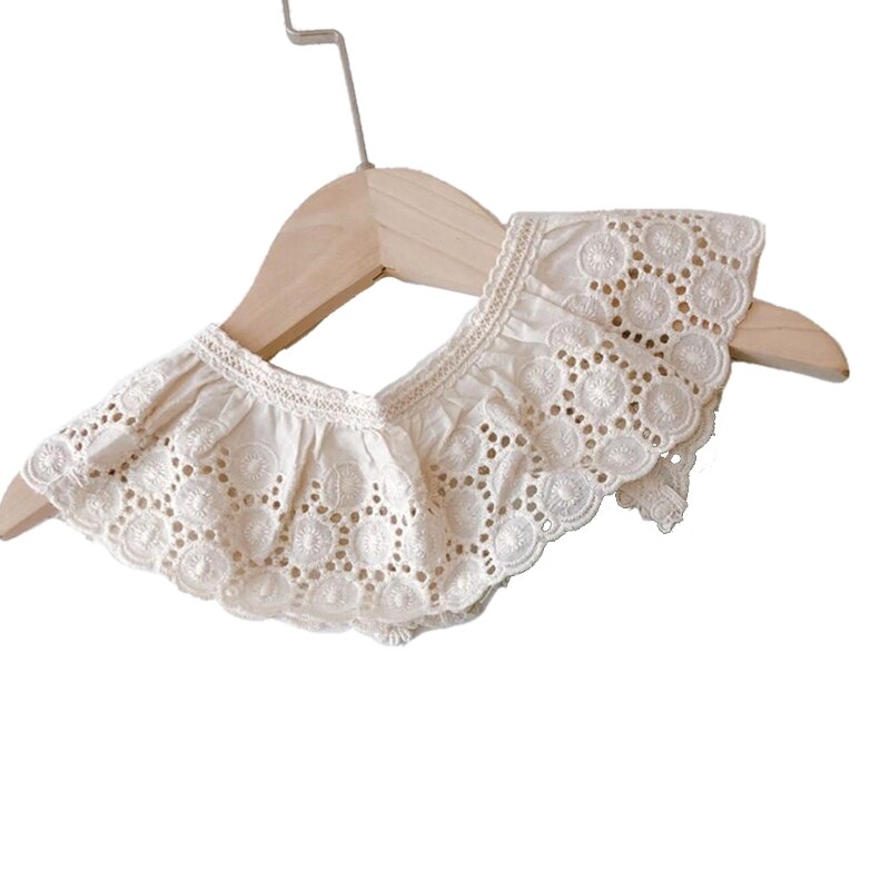Bavoirs en dentelle pour enfants, Style coréen, motif Floral, mignon, ajouré, faux col, vêtements pour enfants, accessoire, châle en coton