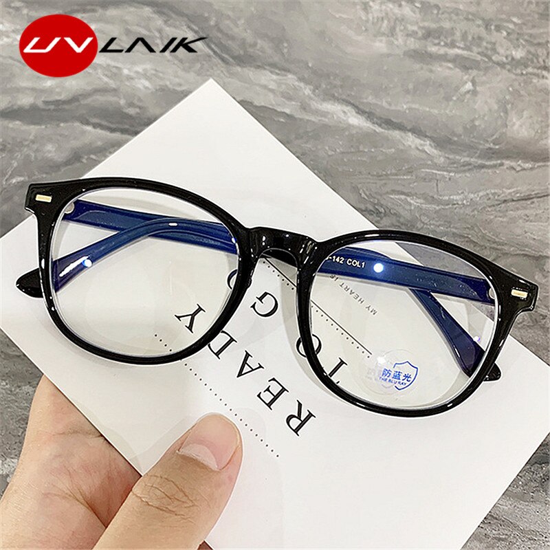 UVLAIK TR90 Glassses Frame Women Men Anti Blue Light Transparent Optical Spectacles Vintage Computer Eyeglasses Frames