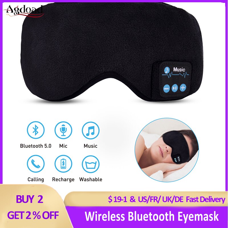 Draadloze Bluetooth Eyemask Oplaadbare Oortelefoon Slapen Oogmasker 5.0 Bluetooth Soft Oortelefoon Ondersteuning Slaap Masker