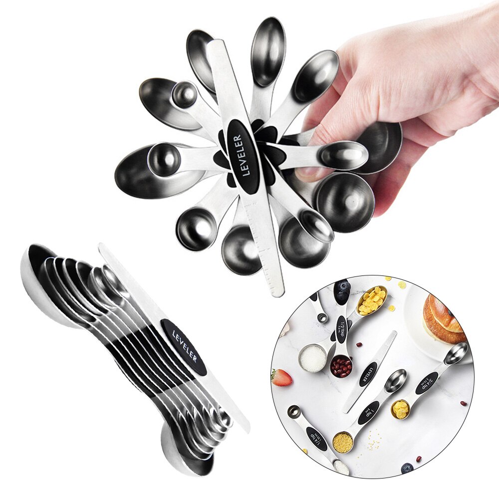 Double Head Measuring Spoon Stainless Steel Magnetic Measurement Teaspoon Kitchen Accessories Ingredients Measuring Spoon
