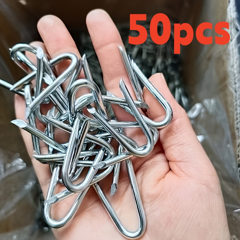 50 Stück Befestigungselemente für Patchkabel, ZaunnäGel, Befestigungsklammern, U-förmig, für Drahtzäune Ich bin Freien, Holz