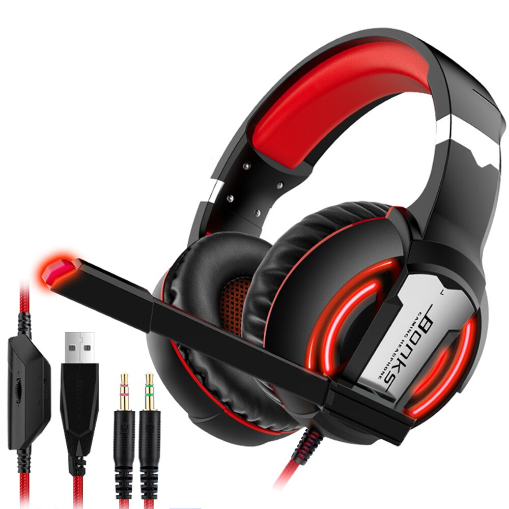 Écouteurs sans fil Bluetooth | Casque d'écoute stéréo réglables, écouteurs de jeu avec Microphone pour PC, téléphone portable,: Rouge