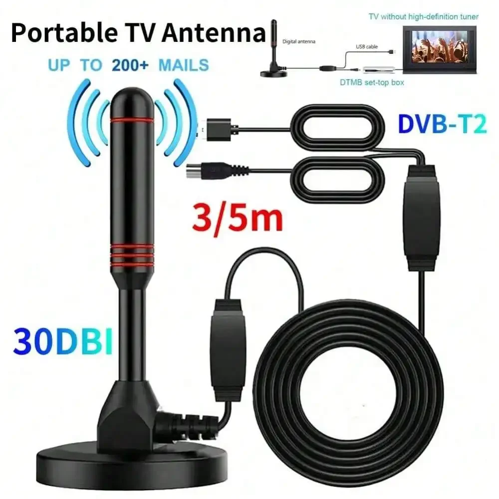 Antenne TV numérique HD intérieure, dab amplifié, 200 Beauté Ultra HDTV avec amplificateur, réponse rapide VHF/UHF, ensemble aérien extérieur