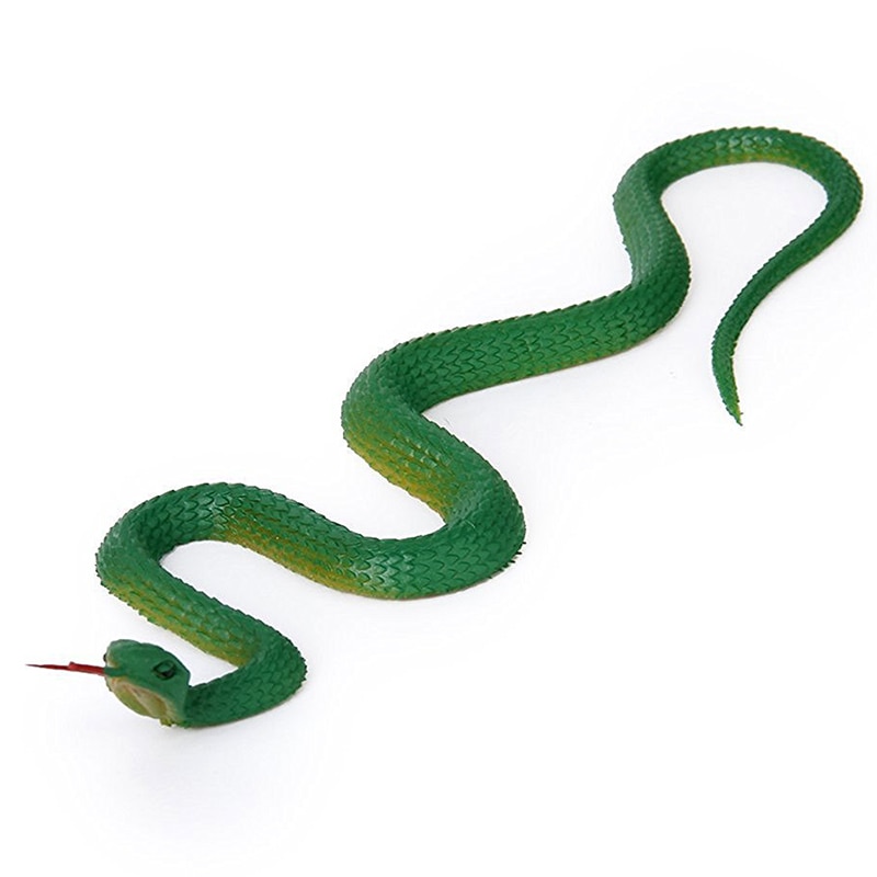 Simulatie Zacht Plastic Speelgoed Slang Simulatie Snake Rubber Tip Toy-Groen: Default Title