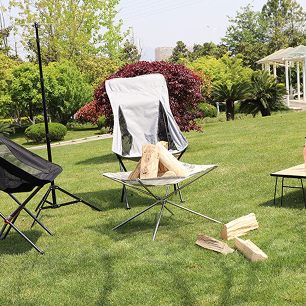 Poêle à bois, Camping en plein air, randonnée barbecue, feu de camp, cadre de feu, support en acier inoxydable, fosse à feu en maille pliable pour arrière-cour