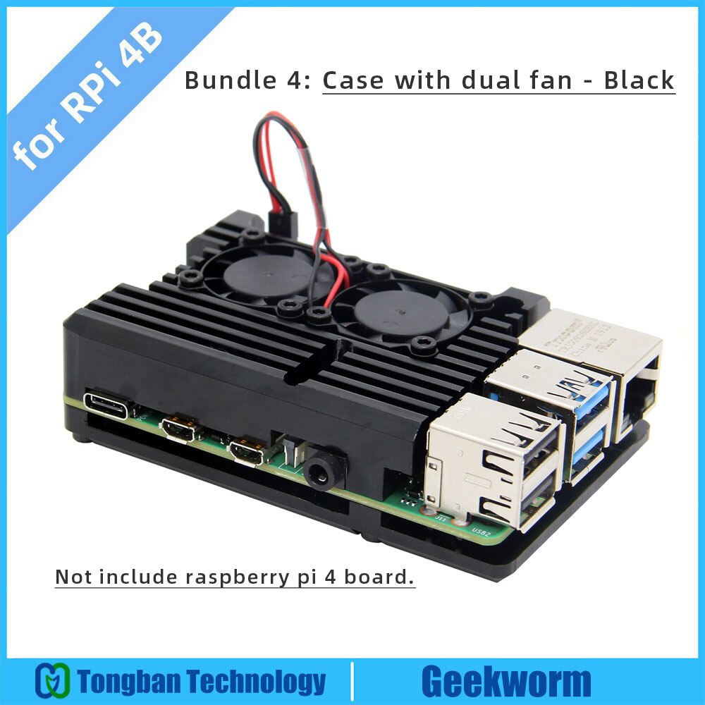 Raspberry Pi 4 Passive Cooling Case, Pi 4B Armor Aluminum Alloy Case/ Metal Enclosure Heat Dissipation for Pi 4 Model B: Bundle 4