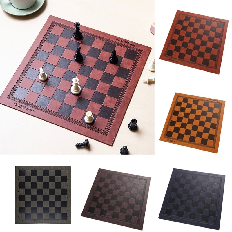 Reliëf Lederen Internationale Schaken Bordspellen Mat Checkers Universele Schaakbord