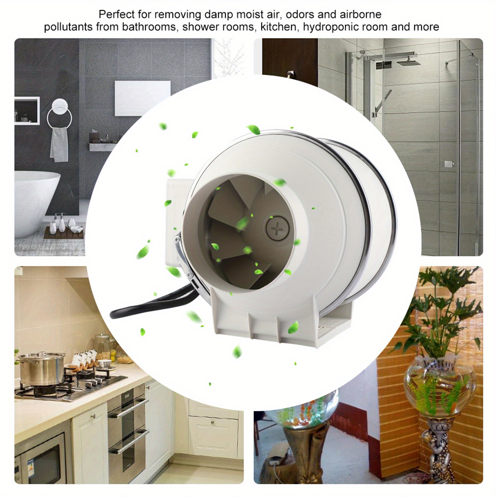 Hocheffizienter Inline-Kanalventilator-Extraktor, leiser Betrieb für Badezimmer, Küchen und Wohnungen, Ideal für hohe Luftfeuchtigkeitsbereiche