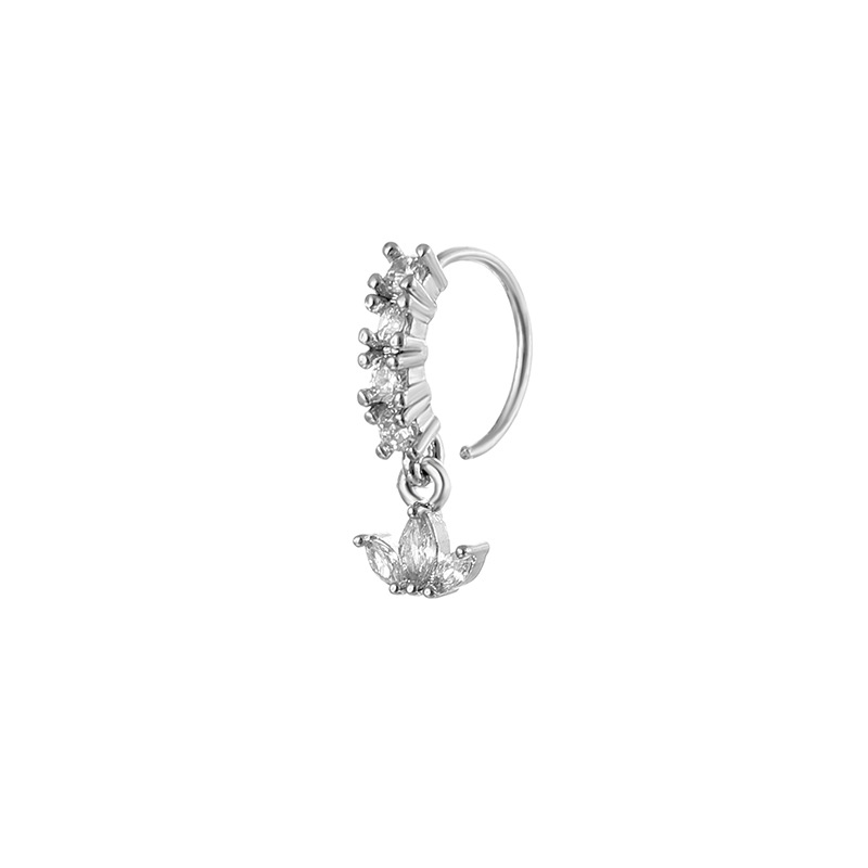 1 Uds. De aro de cristal CZ para tabique, Clickers, anillo para la nariz, Piercing para cartílago, pendiente de hélice, joyería para el trago, aros Daith, pendientes de lóbulo Rook: Chapado en zinc azul