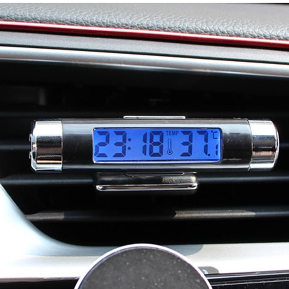 2 In 1 Auto Digitale Lcd Temperatuur Thermometer Klok Auto Accessoires Auto Digitale Klok Air Vent Outlet