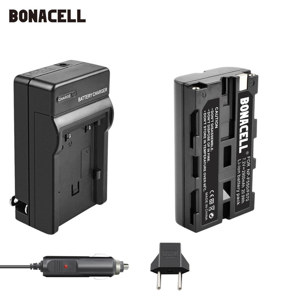 Bonacell NP-F550 Np F570 NP-F530 NP-F570 Np F550 NP-F750 Batterij 2900 Mah + Autolader Voor Sony CCD-SC55 CCD-TRV81 MVC-FD81 l70