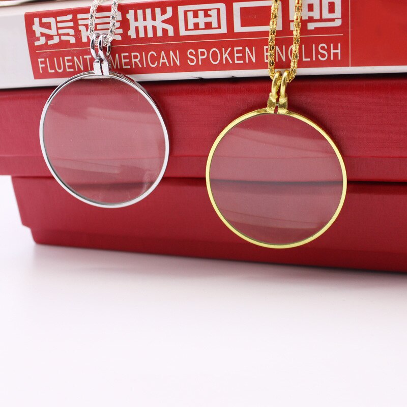Colar monóculo decorativo com 5x lupa lupa pingente ouro prata cores corrente colar jóias para presentes femininos