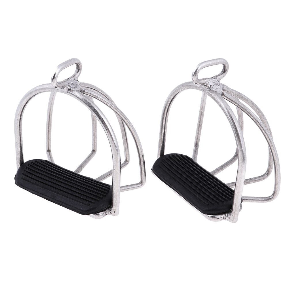 Horse Riding Stirrups English, Endurance Stainless Steel.Stirrups Equestrian Treads with Wide Safety Toe Cage
