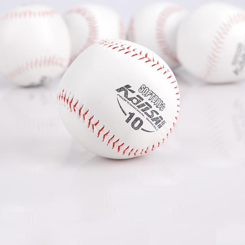 1 stk håndlavet baseballbold 9 tommer hvid softball til udendørs sportstræning: Default Title