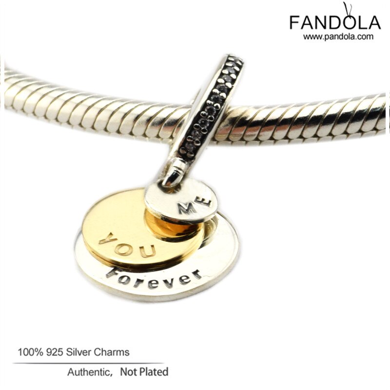 Genuine 925 Sterling Silver You & Me Forever Dangle Charms Beads for Jewelry Making Fit Original Charms Bracelets