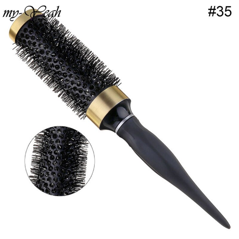 Cepillo de pelo de hierro de nailon, 8 tamaños, peine de barril redondo antiestático resistente a altas temperaturas, herramienta de secado y rizado para el hogar DIY: 26.30 x 3.80cm