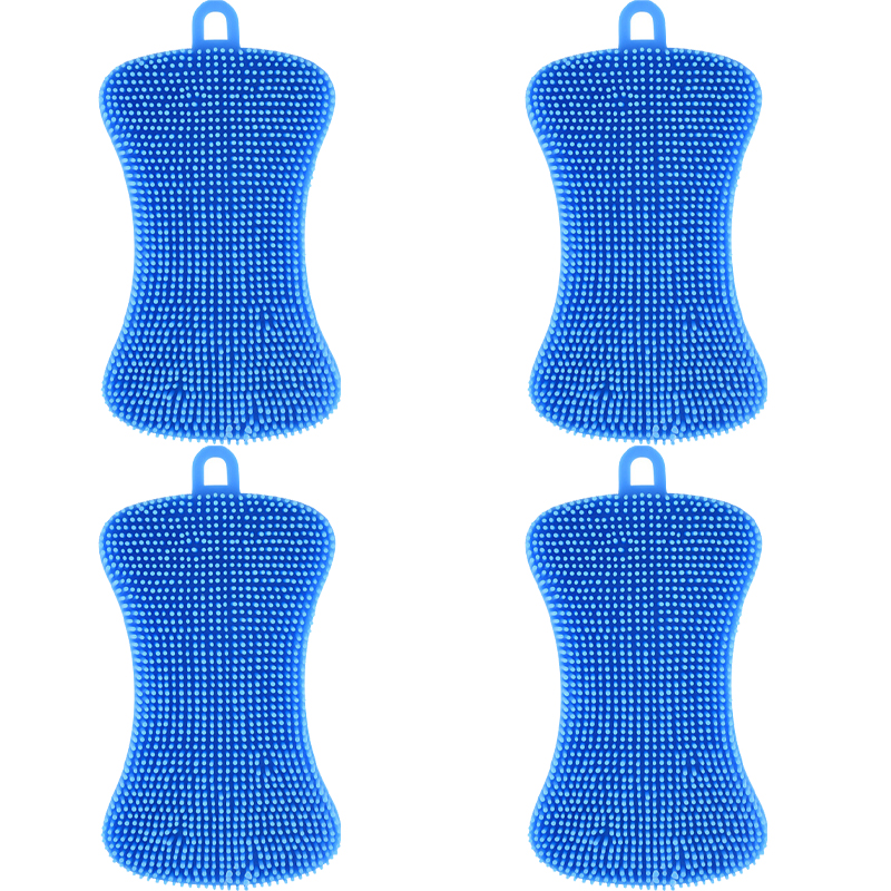 1/4Pc Spazzola per lavare i piatti in silicone Pentola Spugna lavasciuga Tampone abrasivo in silicone Pentola per frutta Spazzole per lavare Strumento per la pulizia della cucina: verde