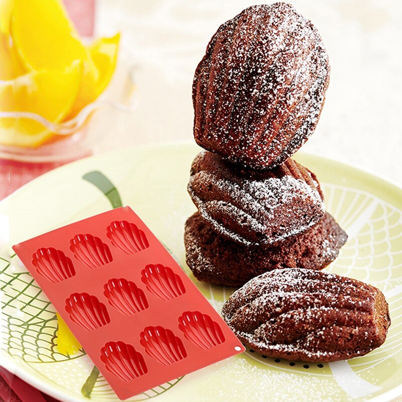 9 Cavities Madeleine Silicone Cake Mold Shell Biscuits Cake Handmade Soap Moulds Ice Cube Tray Nonstick Silicone Bakeware Mould