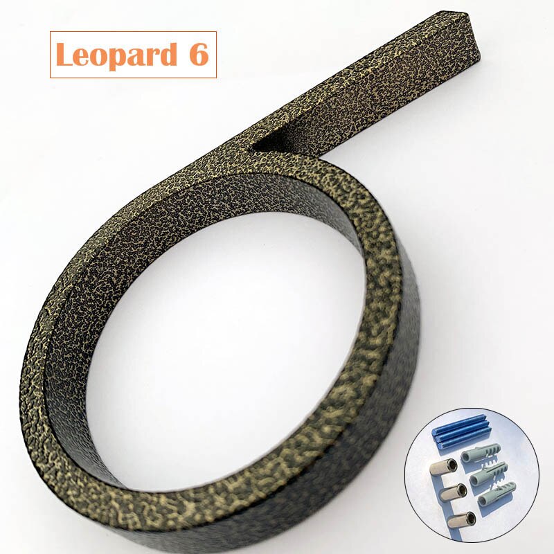 127mm Modern Floating House Number Metal Address Street Sign Plates Outdoor Black Door Plaque Numbers For Apartment Mailbox 0-9: Leopard 6