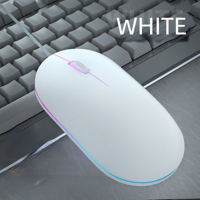 Mały uroczy przewodowa mysz ergonomiczna konstrukcja myszy USB 1600 DPI optyczny kreatywny komputer Mause na PC Laptop: White