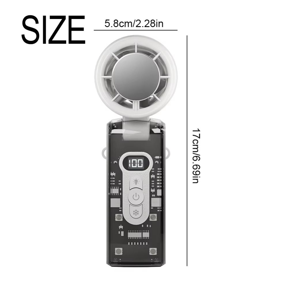 Opvouwbare persoonlijke koelventilator met 100 snelheden, draagbare mini-handventilator, usb-oplaadbaar, 3600 mah, opvouwbare reisventilator