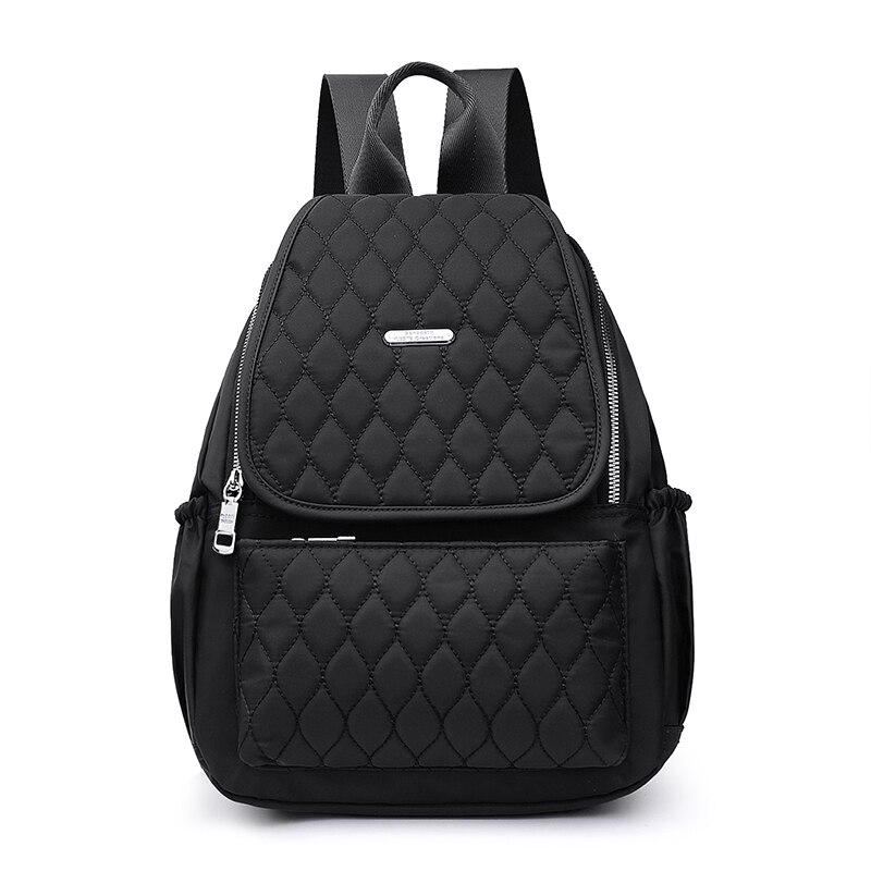 Vento Marea Travel Women Backpack School Bag For Teenage Girl Waterproof Nylon Shoulder Bag Multi Pocket Black Rucksack: BLACK BACKPACK