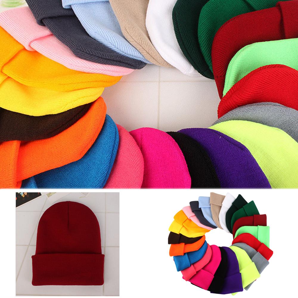 Wollen muts herfst winter unisex wollen muts zachte gebreide muts schedel mutsen warme effen kleur skimuts