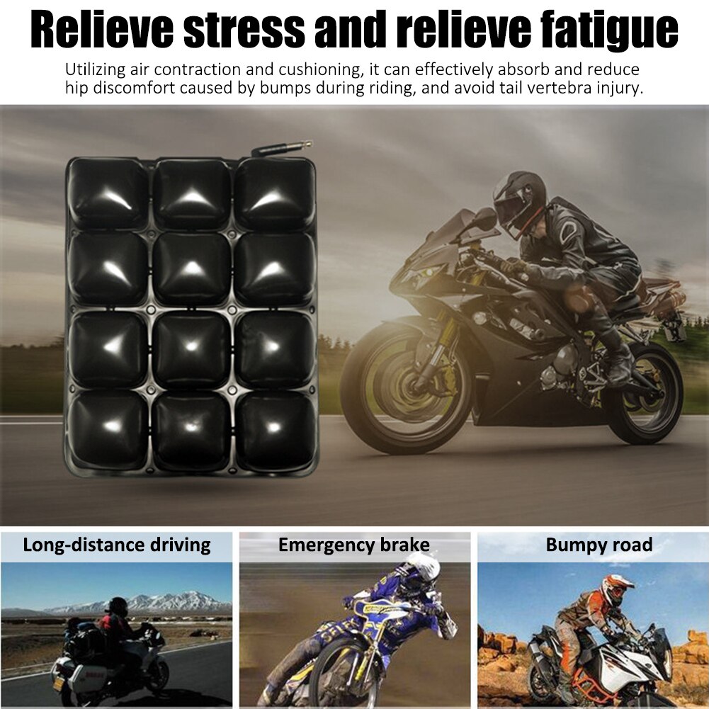 Motorcycle Seat Cushion Inflatable Breathable Non-Slip Seat Reduces Vibration Shock Absorption Seat Cushion Fit for Cruiser
