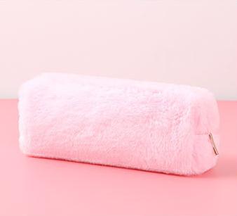 Caja de lápices creativa versión coreana, bolsa de bolígrafo octogonal cuadrada esponjosa para chica, pequeña y bonita, con de corazón, sencillo para estudiantes: Pink