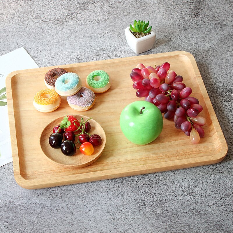 Whole Wood Lovesickness Wooden Tray Tableware Round Solid Wood Plate Dishes Saucer Tea Tray Dessert Dinner Plate Home Dinnerware