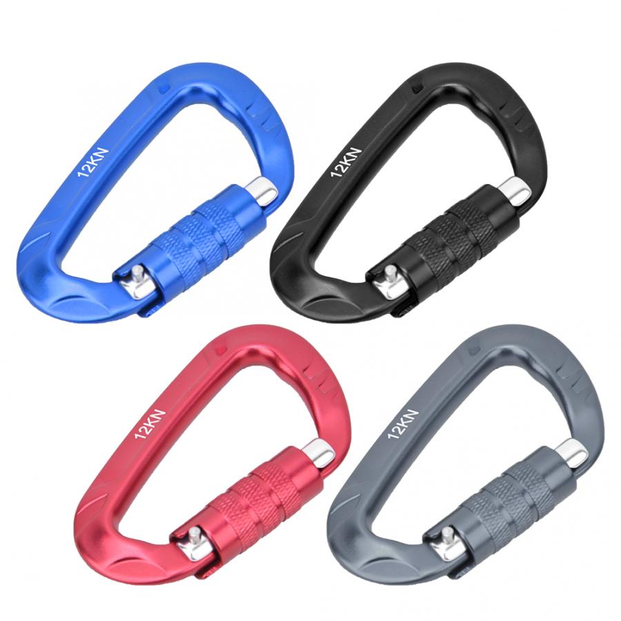 12KN Climbing Carabiner Quickdraws Climbing Buckle Lock Security Safety Lock D Carabiner Climbing Equipment