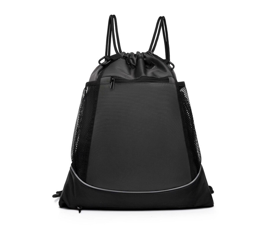 Mochila de baloncesto ligera a la , bolso de viaje para deportes al aire libre, con forma redonda, correa ajustable para el hombro, bolsas con cordón: Gris